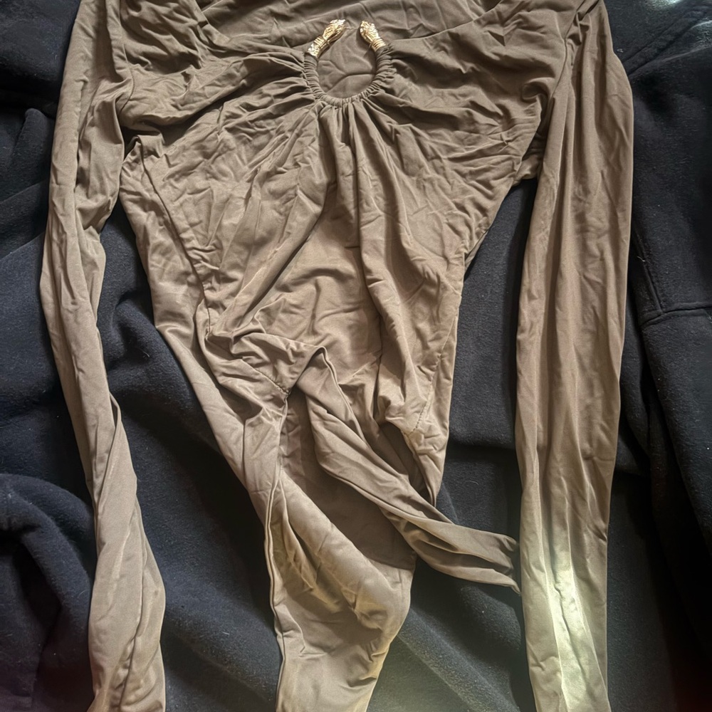 Elegant Brown Long Sleeve Bodysuit